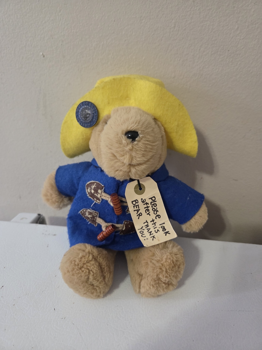 Vintage PADDINGTON BEAR Sears Kids Gifts Plush Stuffed Felt Coat & Hat 9”